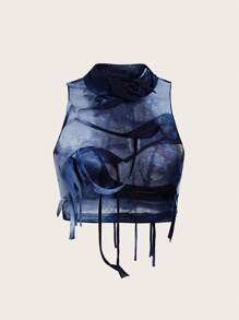 EgrlEra 扎染做旧立领背心和裙子套装 Y2K 服装 - 彩色 - 查看 4