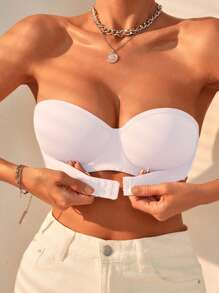 SHEIN 3pcs Ladies' Underwire Detail Buckle Front Closure Bra Strapless Bra - Multicolor - View 5