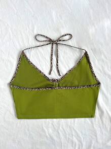 Dreamara Của phụ nữ Kích thước lớn Giải trí Hoa văn Báo Màu sắc Cắt tỉa Dây rút Áo hai dây Đối với Kỳ nghỉ - màu xanh lá - Xem 2