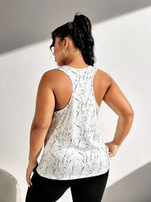 SHEIN Sport Studio Plus Size Sporty Printed Tank Top