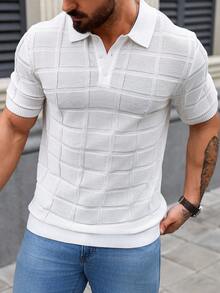 Manfinity Homme Men's Short Sleeve Knitted Polo Shirt - White - View 4