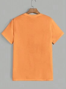 SWAVVY Men's Anime Character Printed Short Sleeve T-Shirt - Burnt Orange - View 2