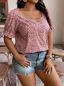 SHEIN LUNE Plus Size Women's Floral Vacation Style Shirt - Multicolor - View 7