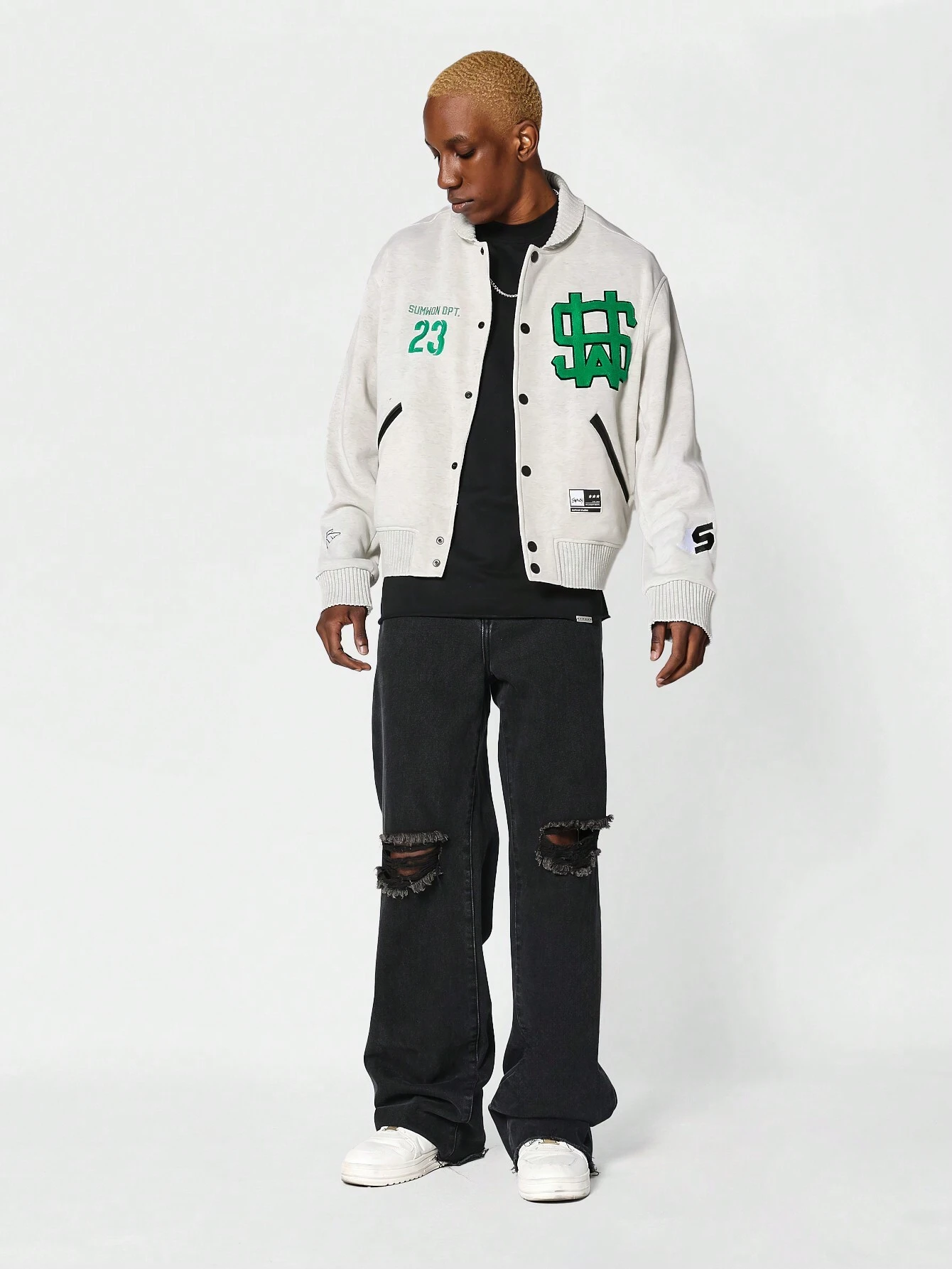 SUMWON Varsity Lightweight Jacket With Applique College Ready | SHEIN USA