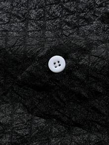 Manfinity Homme Nam Màu thuần Single-breasted Ngắn tay Áo sơ mi - màu đen - Xem 5