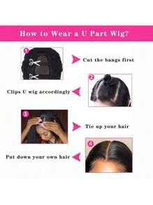 Kinky Straight U Part Wig 22 Inch U Part Yaki Straight Synthetic Hair Wig For Women Daily Use Glueless Full Machine Made Wigs - Black - View 11