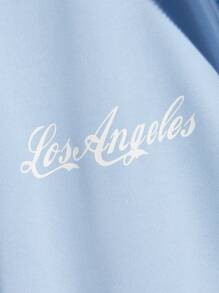 ROMWE MEN Prep 男士字母圖案束口帽衫(不含t恤) - 淺藍色 - 查看 3