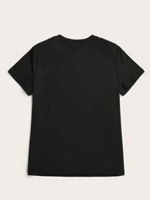 INAWLY Cross Print Round Neck T-Shirt Graphic Tees Women Tops