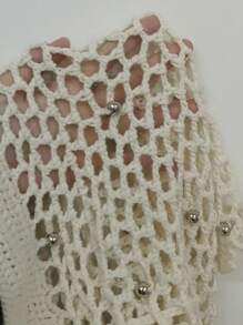 SHEIN Swim Summer Women's Hollow Out & Stud Detail Side Drawstring Hoodie Skirt