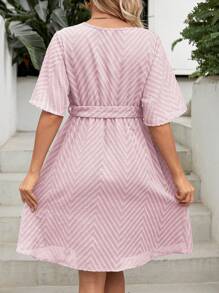 SHEIN Maternity Loose Fit V-Neck Casual Dress - Pink - View 2