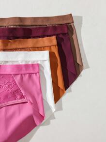 SHEIN Panties Triangulares De Encaje De Color Sólido Con Parches - Multicolor - Ver 4