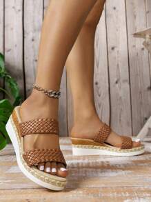 2024 Giày Sandal Nữ Đế Dày Đế Dày Mới 2024, 2 Quai - màu nâu - Xem 5