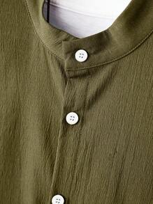 Manfinity Homme Bộ hai mảnh Nam Dây kéo Túi Nút phía trước màu trơn Giải trí - xanh quân đội - Xem 3