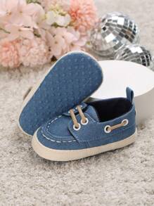 1 Paar Lässige Sportschuhe Für Babys Mit Perforationsdetail Und Vorderer Klettverschluss - Blau - Übersicht 2