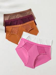 SHEIN Panties Triangulares De Encaje De Color Sólido Con Parches - Multicolor - Ver 3