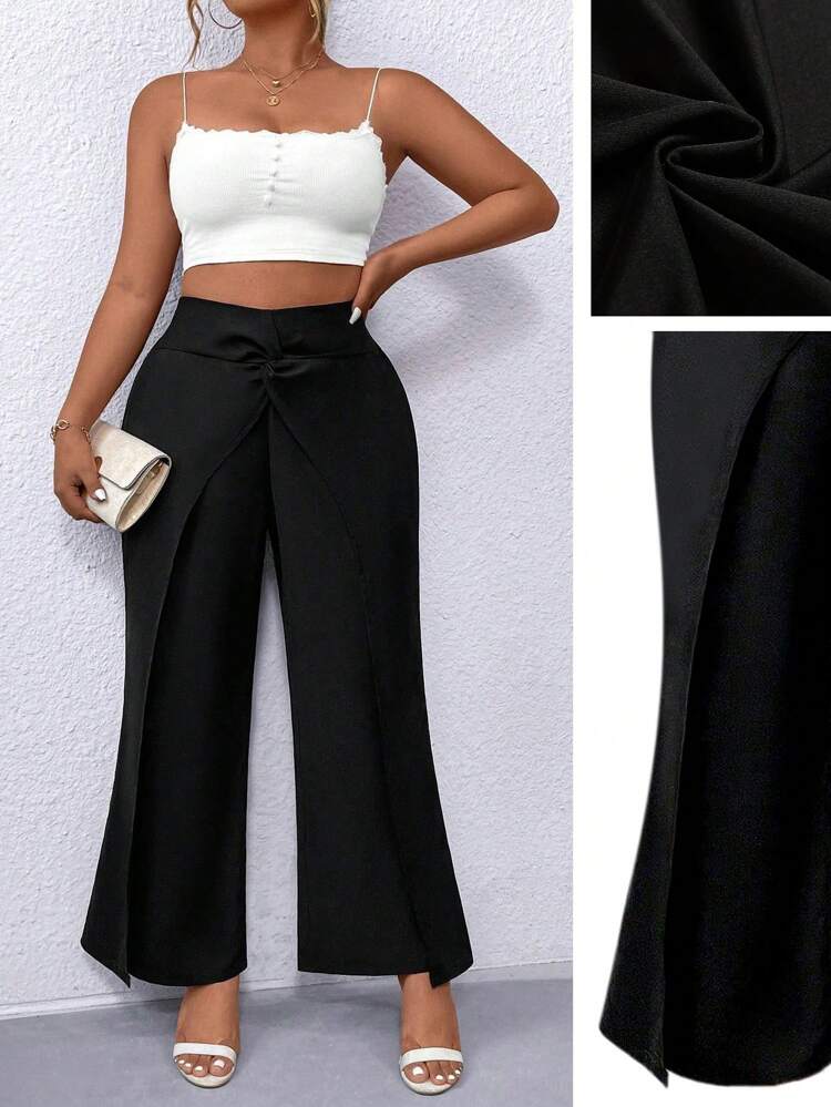 Plus Size Women's Pleated Flared Pants Fall Cloth For Women