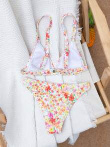 SHEIN Swim 女士碎花比基尼套装 夏日海滩 - 彩色 - 查看 5