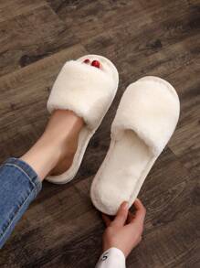 Fluffy Women's Fashionable Home Slippers, Indoor Anti-Slip Soft Sole Slippers With Upper