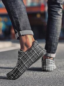 男士流行網面透氣運動鞋,四季皆適用,拼接設計 - 黑色 - 查看 3