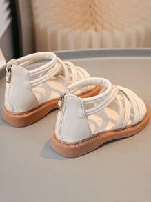 1雙女童時尚羅馬風格涼鞋,軟質防滑鞋底,舒適休閒鞋,適用於家庭、海灘和假日