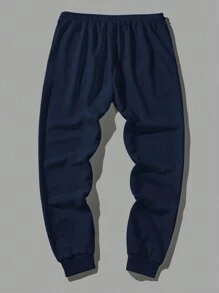 RueChic Men's Drawstring Patch Waistband Cargo Pants - Navy Blue - View 4