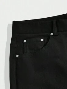 AKNOTIC Business Casual Cotton Stretch Slim Fit Woven Straight Pants - Black - View 5