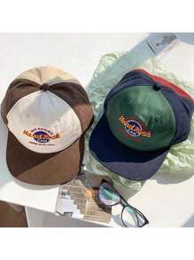 1 pieza de gorra de béisbol con visera plana para padres e hijos con bordado y diseño de patchwork en estilo japonés, adecuada para ropa urbana, estilo hip hop, playa, exteriores y uso casual diario - Multicolor - Ver 2