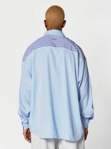 SUMWON Oversized Fit Stripe Shirt - Blue - View 2