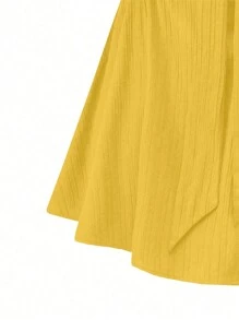 SHEIN Holidaya Kích thước lớn Lá sen tỉa Đệm Xù Áo không dây Đối với NỮ - Màu vàng - Xem 4