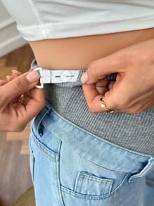 SHEIN Casual & Comfy Maternity Jeans With Knit Ripped Holes And Adjustable Waistband - Multicolor - View 3