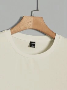 SWAVVY Men's Knitted Leisure Short Sleeve T-Shirt With Cartoon Cat Printing And Letter Graphic, Summer