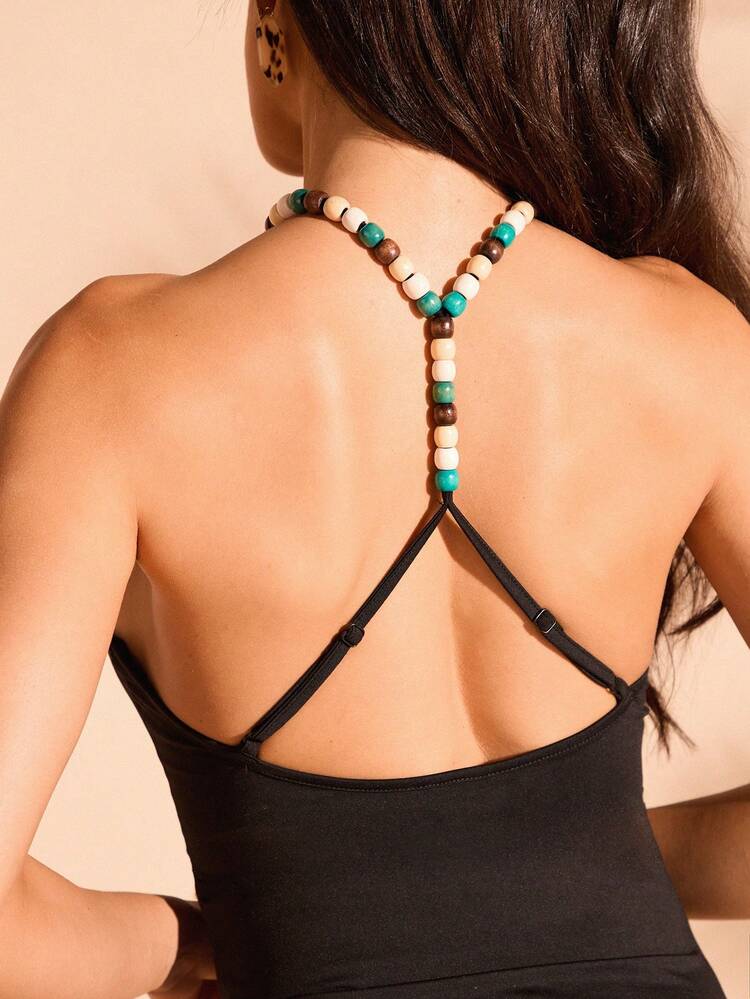 Handmade Multicolor Beaded Bohemian Style Vacation Leisure Bodysuit