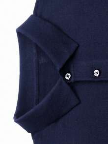 男士春秋對比條紋針織polo衫 - 灰色 - 查看 3