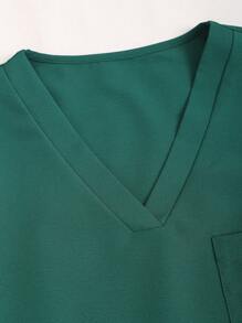 SHEIN Unity 女性v領短袖多口袋上衣和褲子套裝