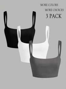 CovetEZ 大码纯色粗肩带无袖背心 - 彩色 - 查看 4