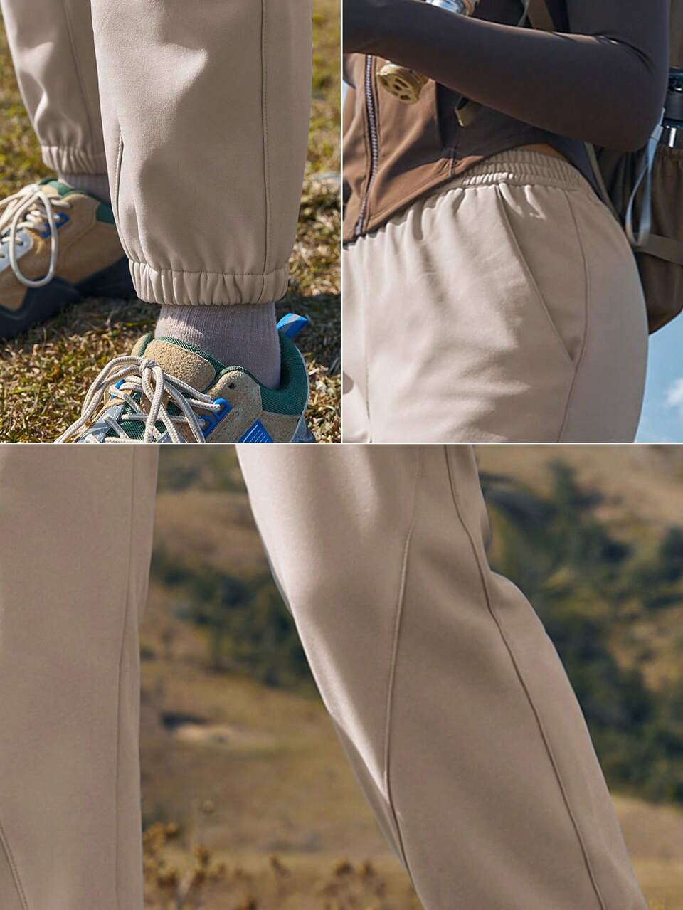Ladies' Solid Color Outdoor Jogger Pants With Elastic Cuffs