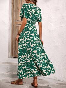 Breezaya Robe Enveloppante À Imprimé Feuille Pour Femmes