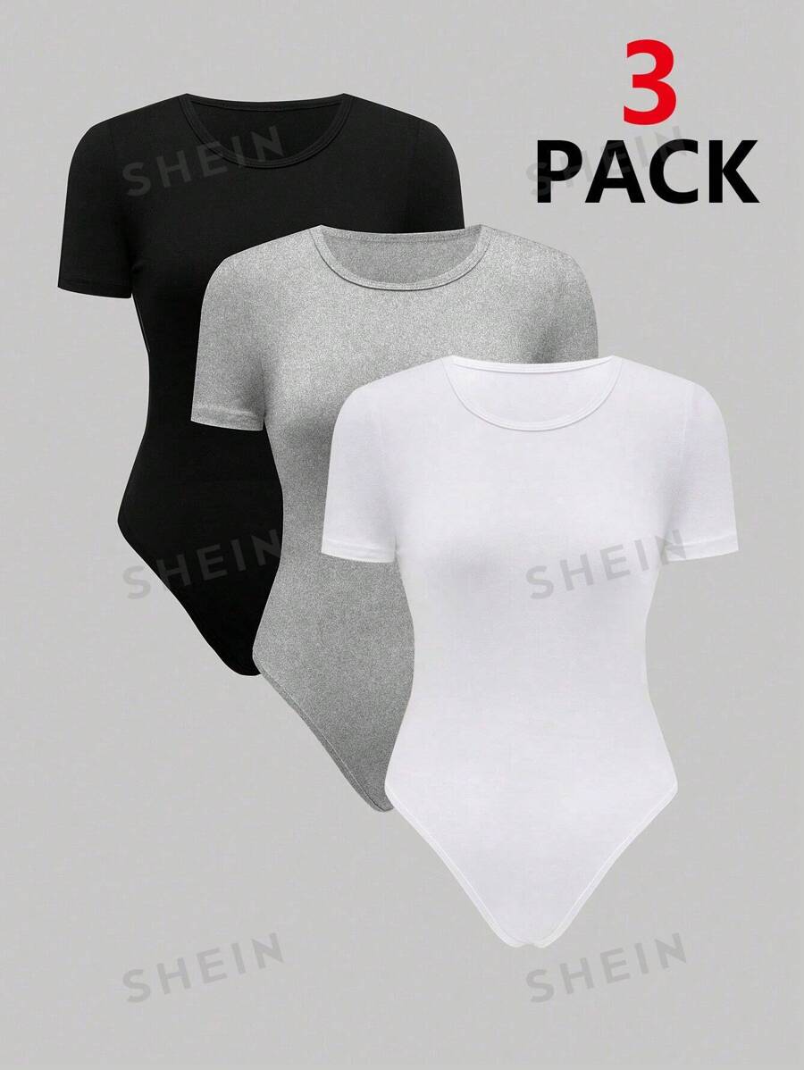 SHEIN Unity Body De Manga Corta Y Cuello Redondo De Color Sólido