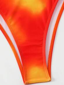 SHEIN Swim Bộ bikini cúp tam giác dây màu gradient dành cho nữ - Đỏ - Xem 5