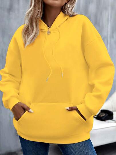INAWLY Plus Size Women's Solid Color Long Sleeve Sweatshirt, For Winter Graduation,Back To School,Teacher Pullover Fall Autumn