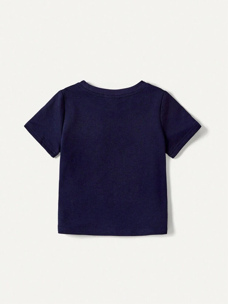 Baby Boy Casual Short Sleeve Round Neck T-Shirt With Letter Pattern And Shorts Set
