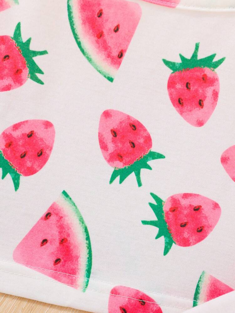 Young Girl Watermelon Print Flame Retardant Tank Top With Shorts 2 Pieces Homewear Set