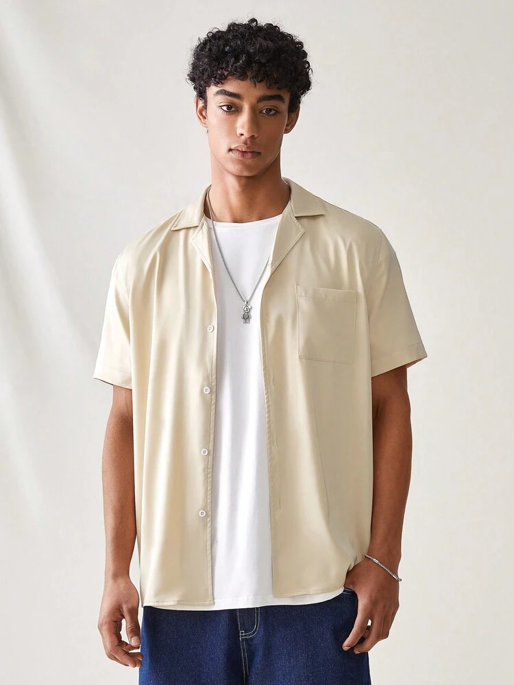 Men's Short Sleeve Woven Casual Shirt With Pocket