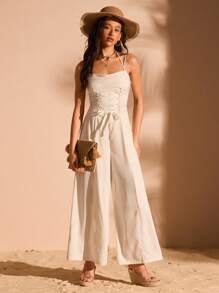 Forever 21 Boho Party Elegant Wide-Leg Jumpsuit - Apricot - View 4