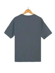 Áo thun nam tay ngắn rộng rãi, thoải mái, có in chữ - Xám - Xem 2