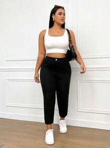 SHEIN EZwear Plus Size Stretch Tight Versatile Cropped Pants