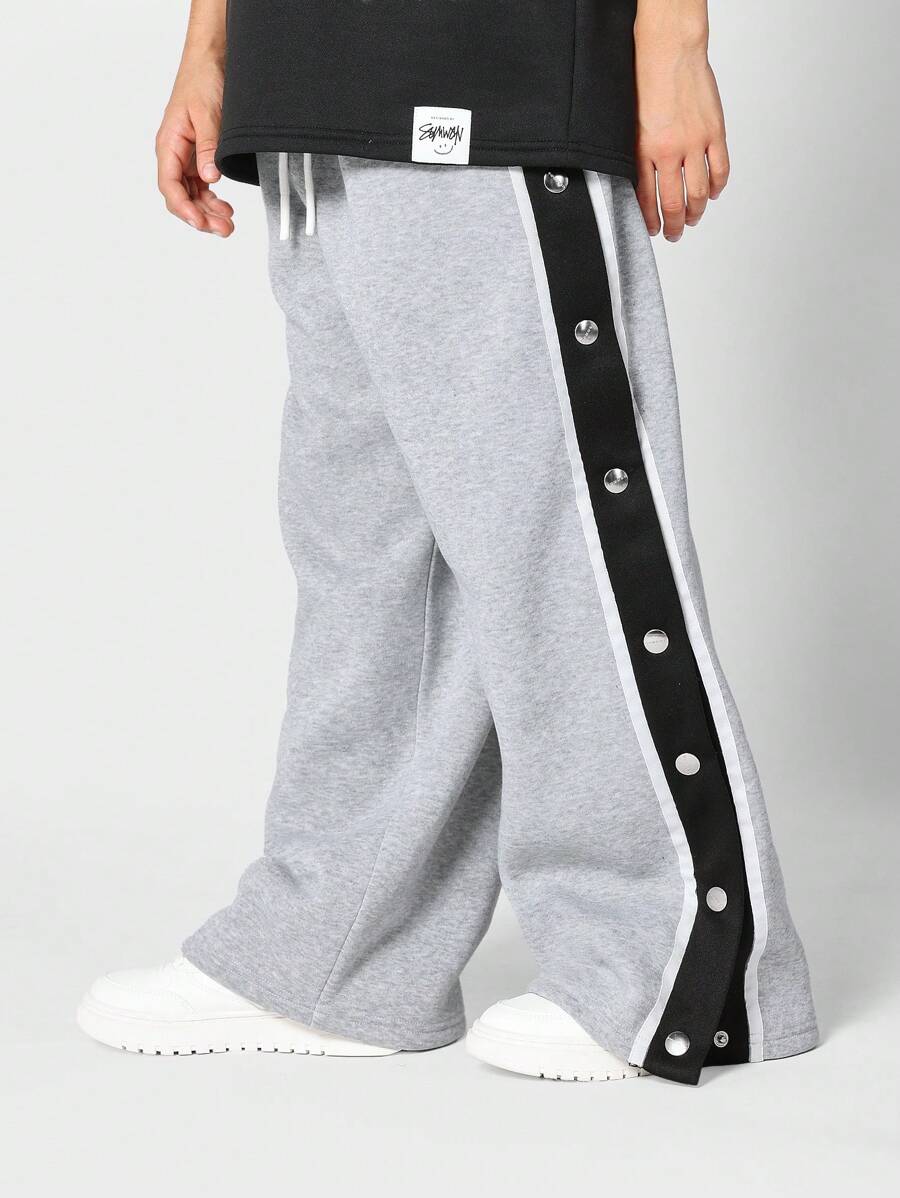 SUMWON Kids Unisex Wide Leg Fit Joger With Side Snaps - Grey - View 1