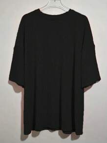 INAWLY Conjunto de 2 piezas de talla grande para mujer, de color liso y sencillo - Negro - Ver 6