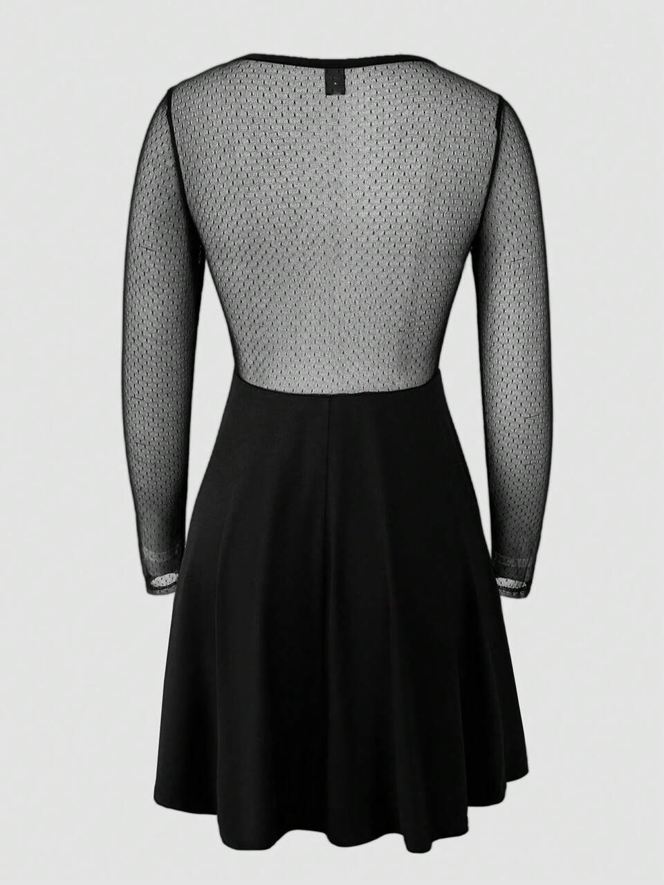 Women's Polka Dot Sheer Mesh V-Neck Sexy Patchwork Dress Fall Cloth For Women