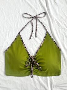 Dreamara Của phụ nữ Kích thước lớn Giải trí Hoa văn Báo Màu sắc Cắt tỉa Dây rút Áo hai dây Đối với Kỳ nghỉ - màu xanh lá - Xem 5